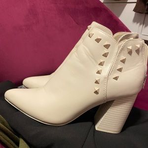White/light cream booties- size 8